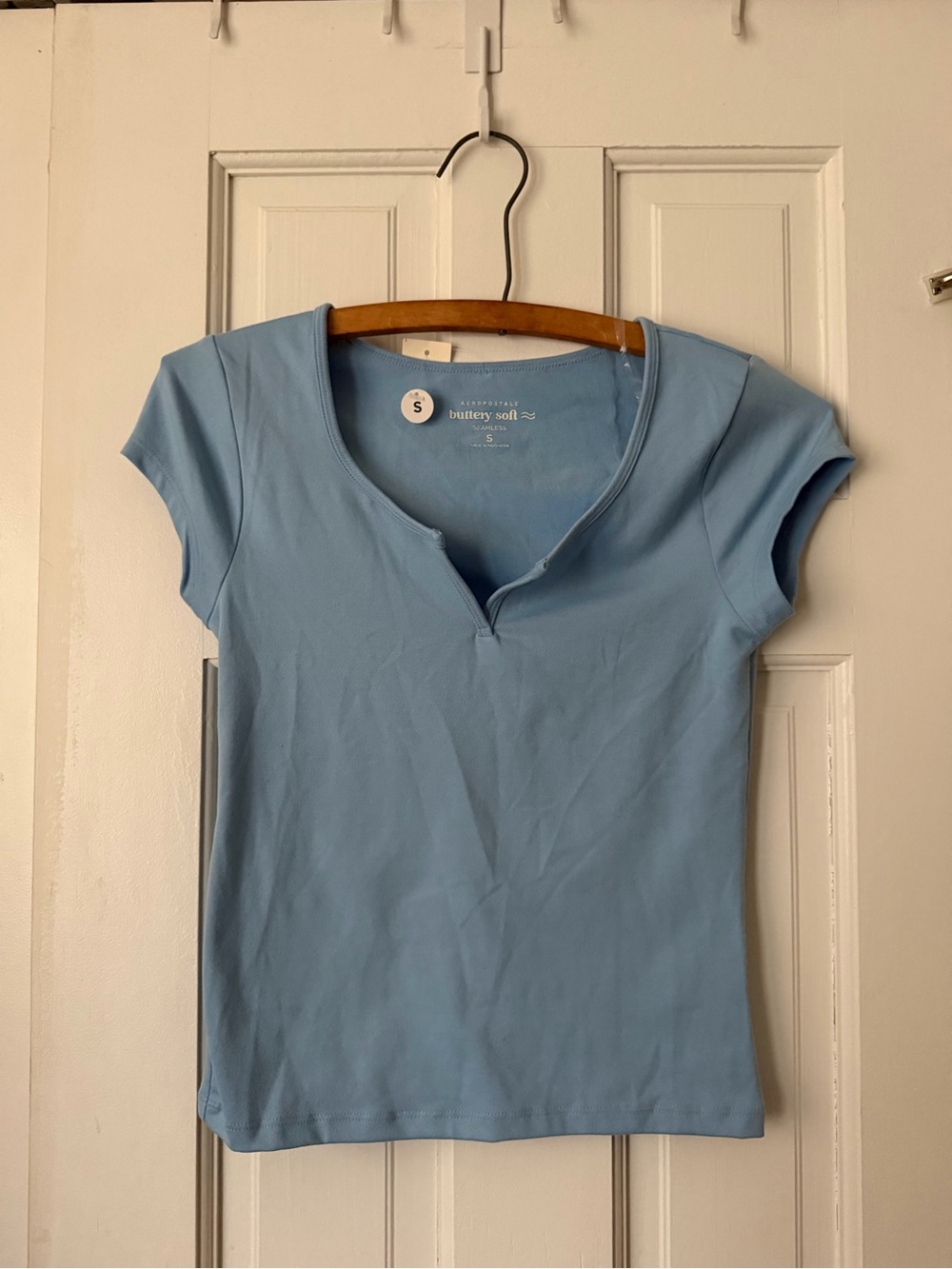 Aeropostale Light Blue Short Sleeve Notch-Neck Tee